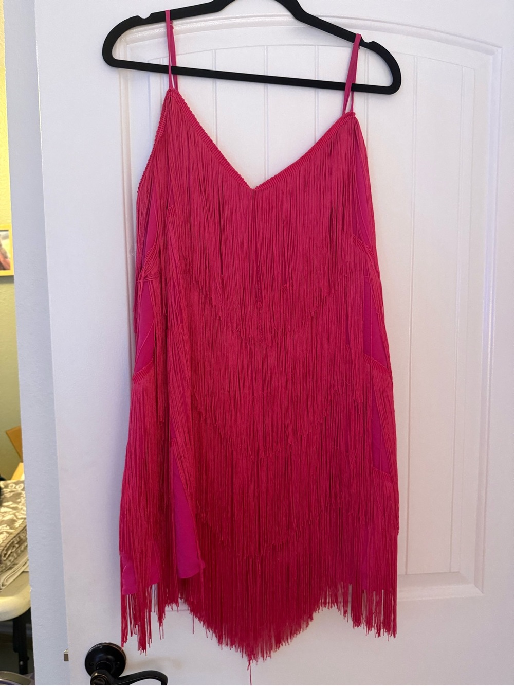 Showpo Hot Pink Fringe Mini Dress | Size 12 - Picture 1 of 5